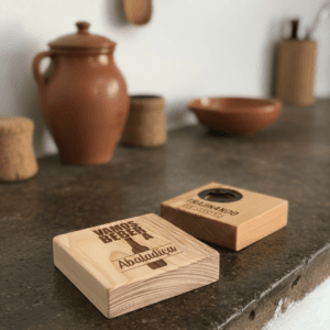 abre caricas de madeira