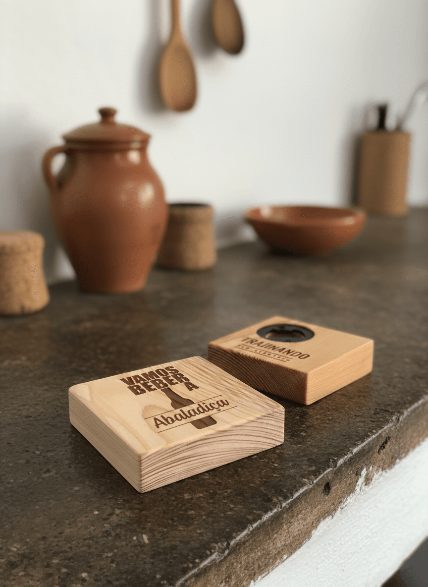 abre caricas de madeira